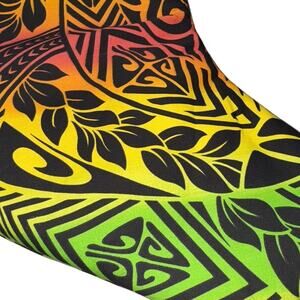 Hawaiian Christmas Stocking Faux Fur Tribal Print Mele Kalikimaka Holiday Decor